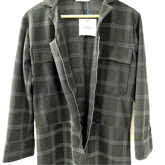 ZARA | Plaid Shorts Jumpsuit Romper Zipper Long Sleeves Size Small New NWT - Picture 8 of 11